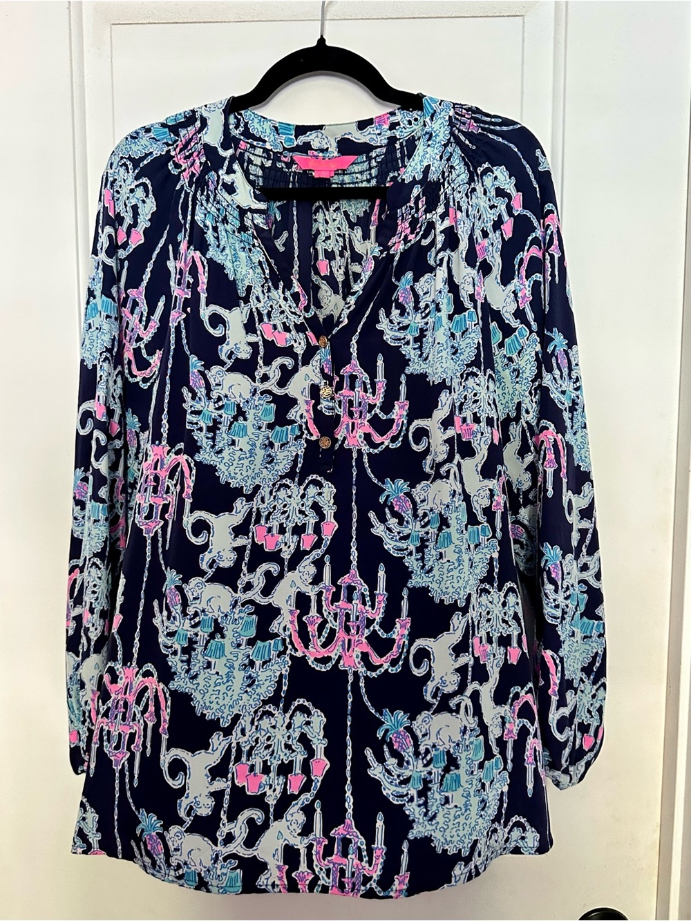 Lilly Pulitzer Elsa - Navy Chandelier-Print Tunic